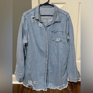 Denim distressed shirt